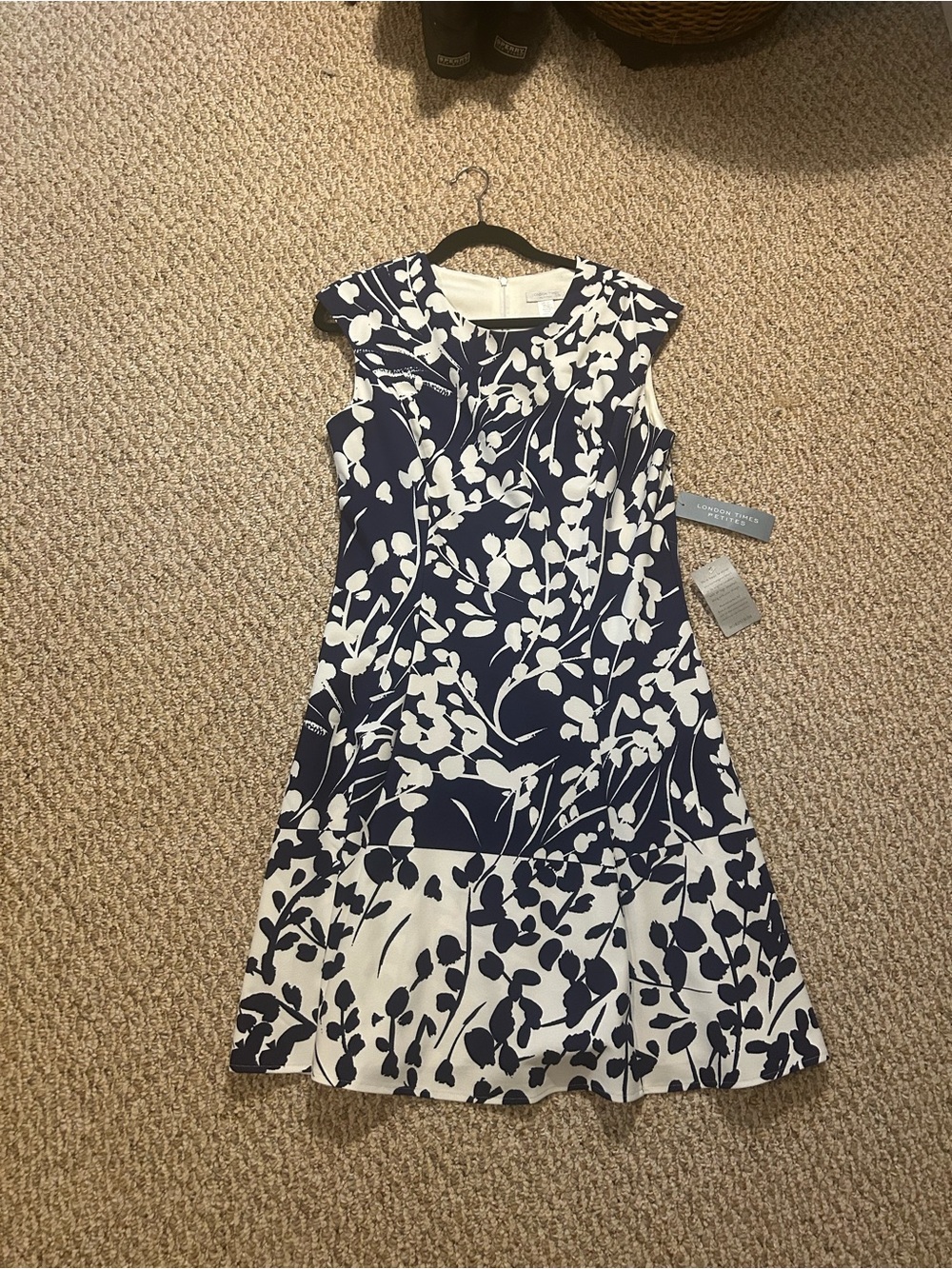 Navy & White Floral Fit-and-Flare Womens' Dress